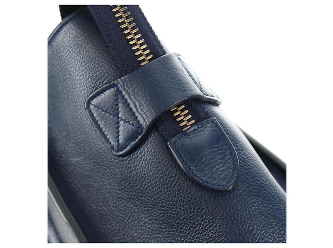 Céline Borsa CELINE Luggage Micro Shopper in pelle blu navy e oro Auth 184734V D'oro - Ansicht 19