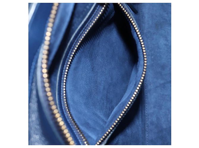 Céline Borsa CELINE Luggage Micro Shopper in pelle blu navy e oro Auth 184734V D'oro - Ansicht 25