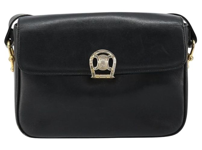 Céline Borsa a Spalla CELINE in Pelle Nera e Oro Auth 185088 Nero D'oro - vista 13