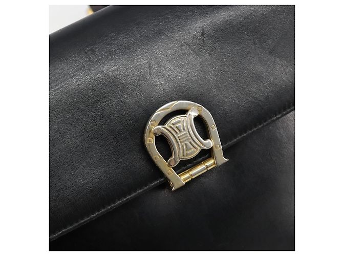 Céline Borsa a Spalla CELINE in Pelle Nera e Oro Auth 185088 Nero D'oro - vista 17