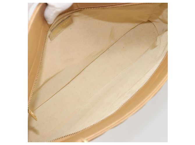 CHANEL Choco Bar Tote Bag Lammleder Beige Gold CC Auth BA13309 Golden - Ansicht 11
