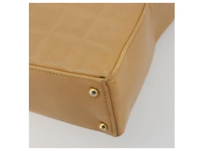 CHANEL Choco Bar Tote Bag Lammleder Beige Gold CC Auth BA13309 Golden - Ansicht 14