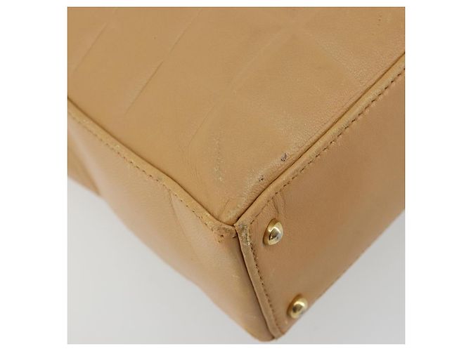 CHANEL Choco Bar Tote Bag Lammleder Beige Gold CC Auth BA13309 Golden - Ansicht 17