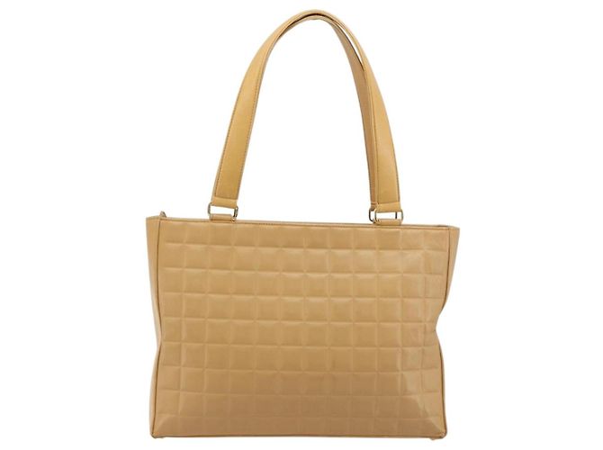 CHANEL Choco Bar Tote Bag Lammleder Beige Gold CC Auth BA13309 Golden - Ansicht 2