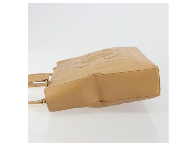 CHANEL Choco Bar Tote Bag Lammleder Beige Gold CC Auth BA13309 Golden - Ansicht 4