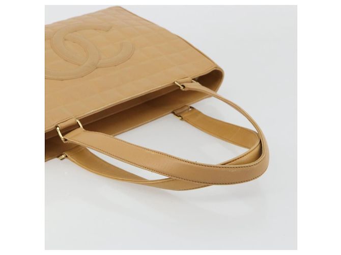 CHANEL Choco Bar Tote Bag Lammleder Beige Gold CC Auth BA13309 Golden - Ansicht 7