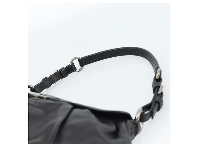 PRADA Shoulder Bag Leather Black Silver Auth 185477SAV Silvery - view 14