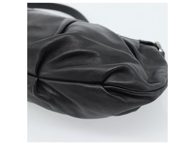 PRADA Shoulder Bag Leather Black Silver Auth 185477SAV Silvery - view 17