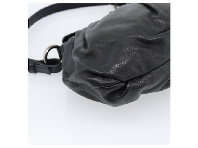 PRADA Shoulder Bag Leather Black Silver Auth 185477SAV Silvery - view 18