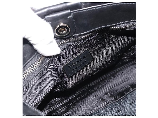 PRADA Shoulder Bag Leather Black Silver Auth 185477SAV Silvery - view 19