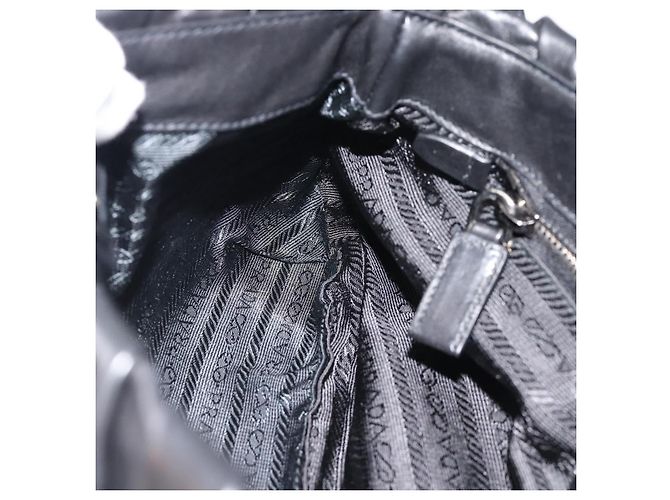 PRADA Shoulder Bag Leather Black Silver Auth 185477SAV Silvery - view 21