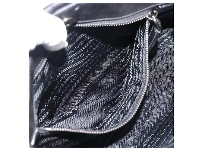PRADA Shoulder Bag Leather Black Silver Auth 185477SAV Silvery - view 23