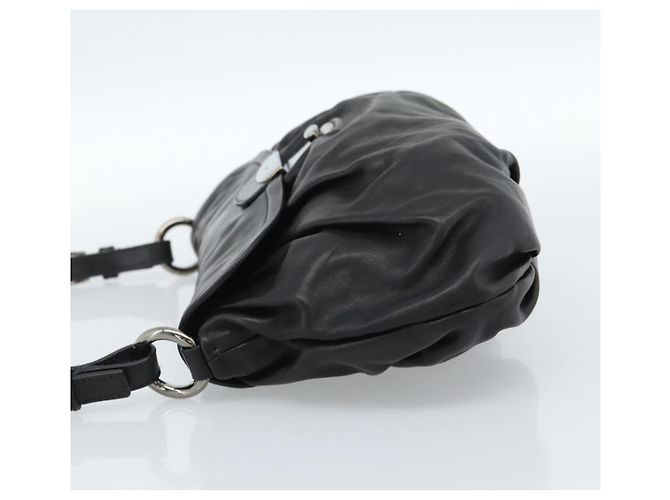 PRADA Shoulder Bag Leather Black Silver Auth 185477SAV Silvery - view 3