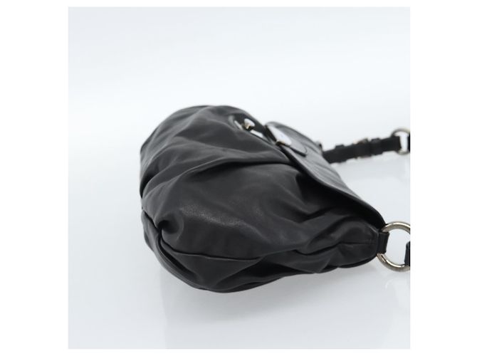 PRADA Shoulder Bag Leather Black Silver Auth 185477SAV Silvery - view 4