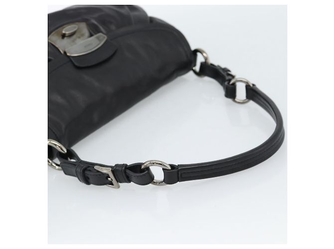 PRADA Shoulder Bag Leather Black Silver Auth 185477SAV Silvery - view 7