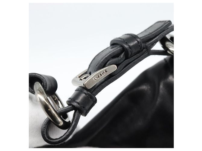 PRADA Shoulder Bag Leather Black Silver Auth 185477SAV Silvery - view 8