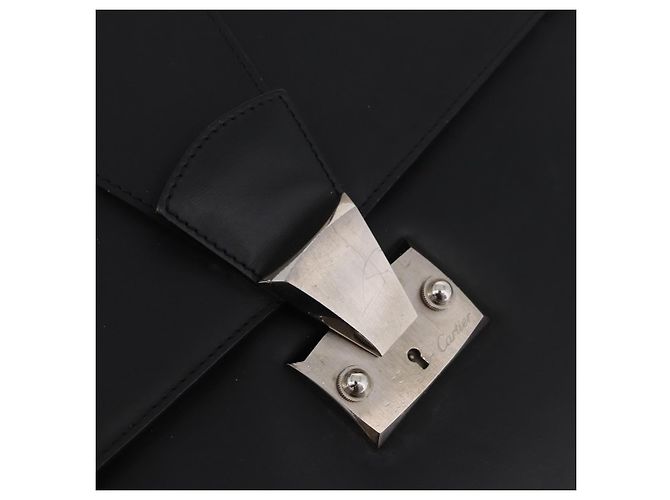 Borsa Business CARTIER in pelle nera argento Auth 184924 Nero - vista 14