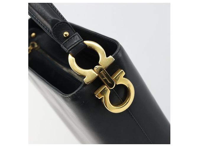 Borsa a Spalla Salvatore Ferragamo in Pelle 2way Navy Gold Auth 184712 D'oro Blu navy - vista 14