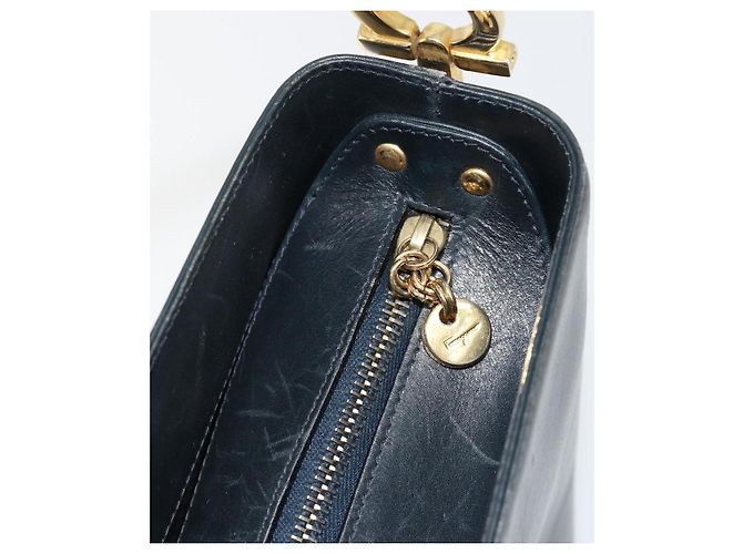 Borsa a Spalla Salvatore Ferragamo in Pelle 2way Navy Gold Auth 184712 D'oro Blu navy - vista 15