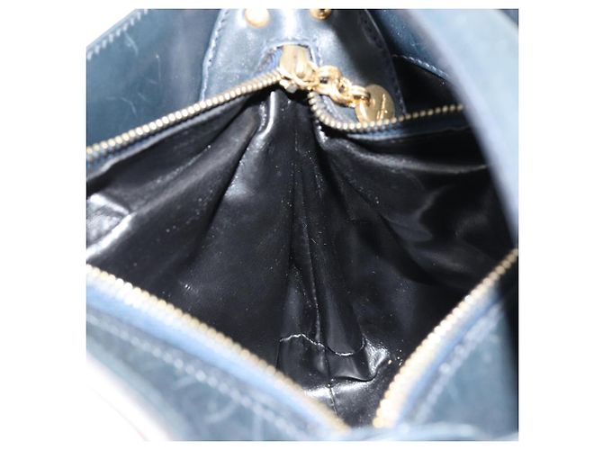 Borsa a Spalla Salvatore Ferragamo in Pelle 2way Navy Gold Auth 184712 D'oro Blu navy - vista 18