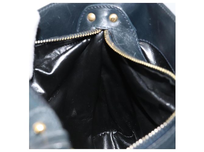 Borsa a Spalla Salvatore Ferragamo in Pelle 2way Navy Gold Auth 184712 D'oro Blu navy - vista 19