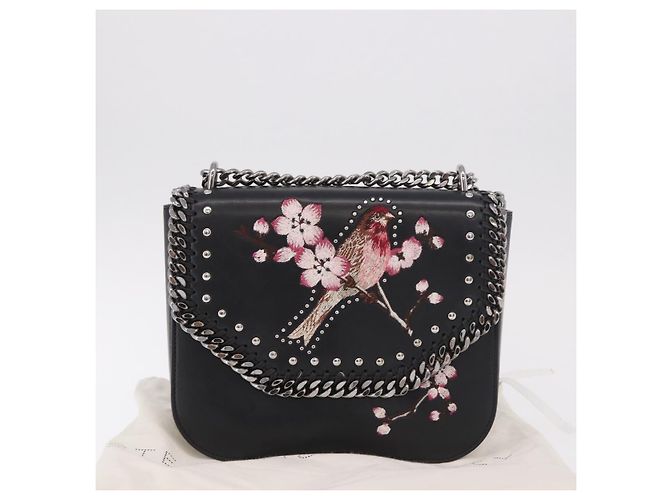 Autre Marque Borsa a Spalla Stella MacCartney Boxbird in Pelle Nera Argento 455139 Auth am11857V Nero - vista 12
