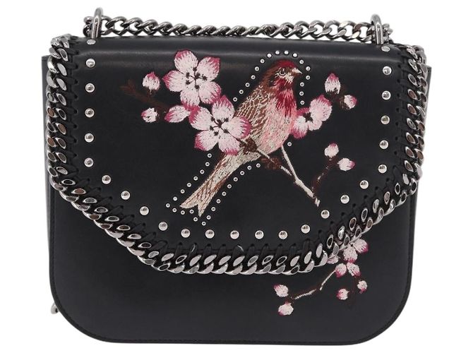 Autre Marque Borsa a Spalla Stella MacCartney Boxbird in Pelle Nera Argento 455139 Auth am11857V Nero - vista 13
