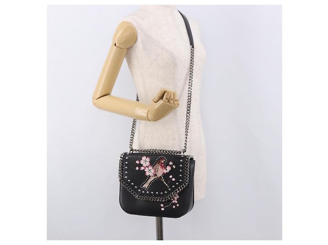 Autre Marque Borsa a Spalla Stella MacCartney Boxbird in Pelle Nera Argento 455139 Auth am11857V Nero - vista 25