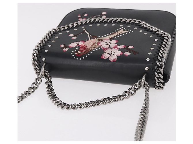 Autre Marque Borsa a Spalla Stella MacCartney Boxbird in Pelle Nera Argento 455139 Auth am11857V Nero - vista 6
