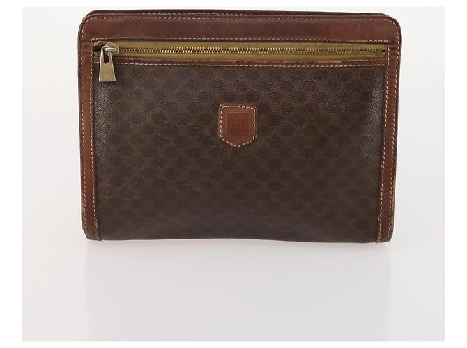 Céline Clutch CELINE Macadam Canvas PVC Pelle 2 Set Marrone Auth ti3985 - vista 10