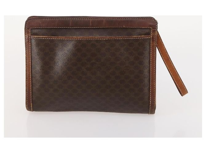 Céline Clutch CELINE Macadam Canvas PVC Pelle 2 Set Marrone Auth ti3985 - vista 11