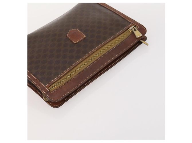 Céline Clutch CELINE Macadam Canvas PVC Pelle 2 Set Marrone Auth ti3985 - vista 13