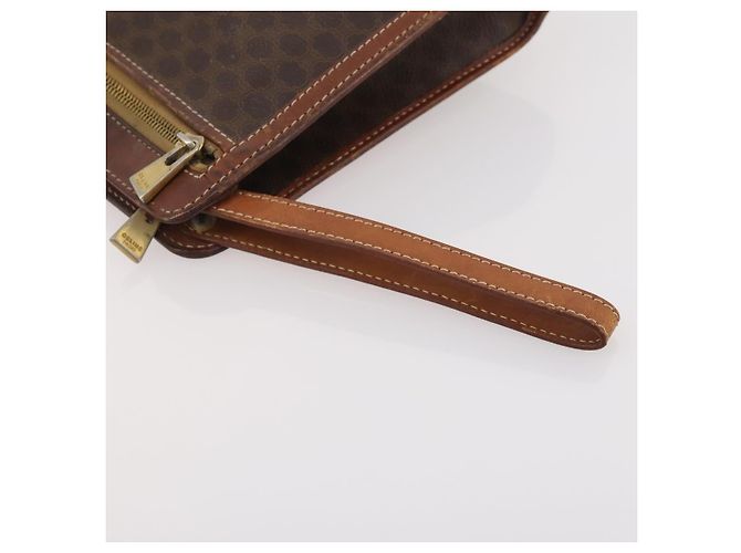 Céline Clutch CELINE Macadam Canvas PVC Pelle 2 Set Marrone Auth ti3985 - vista 14