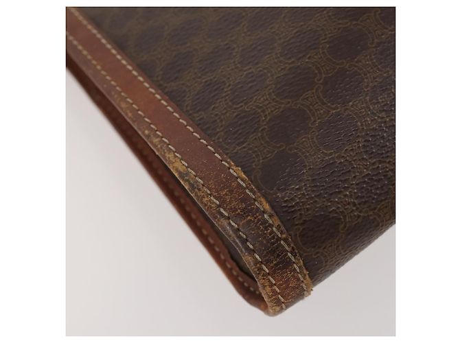 Céline Clutch CELINE Macadam Canvas PVC Pelle 2 Set Marrone Auth ti3985 - vista 16