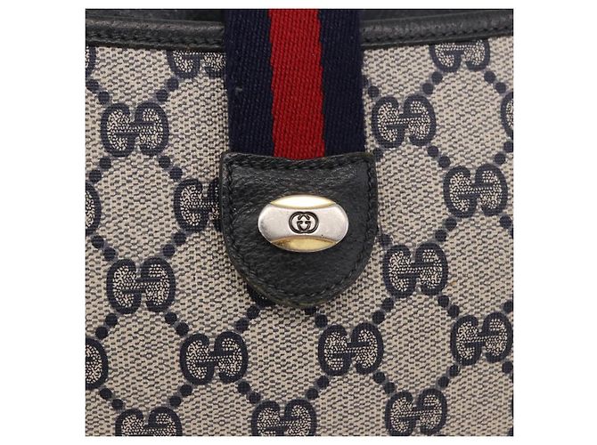 Borsa a Spalla GUCCI GG Supreme Sherry Line PVC Blu Navy Oro 904 02 026 Auth BA13331 D'oro - vista 14