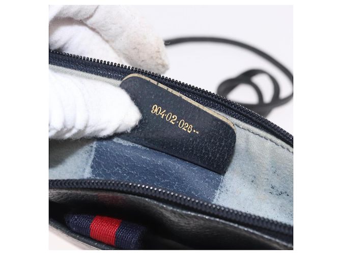 Borsa a Spalla GUCCI GG Supreme Sherry Line PVC Blu Navy Oro 904 02 026 Auth BA13331 D'oro - vista 22