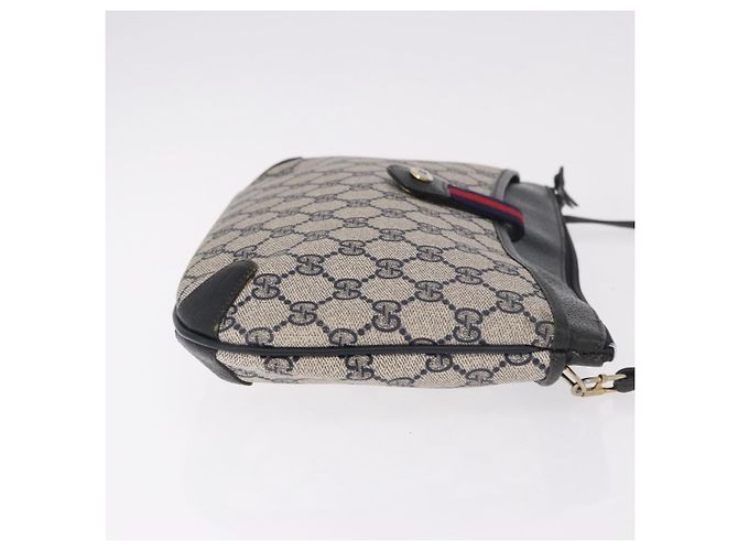 Borsa a Spalla GUCCI GG Supreme Sherry Line PVC Blu Navy Oro 904 02 026 Auth BA13331 D'oro - vista 4