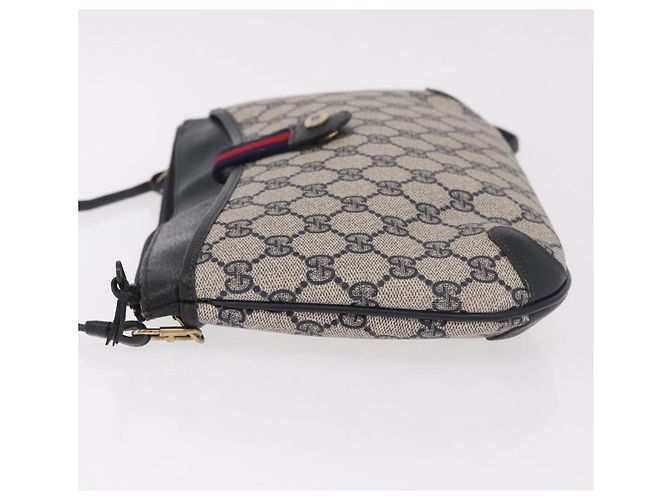 Borsa a Spalla GUCCI GG Supreme Sherry Line PVC Blu Navy Oro 904 02 026 Auth BA13331 D'oro - vista 5
