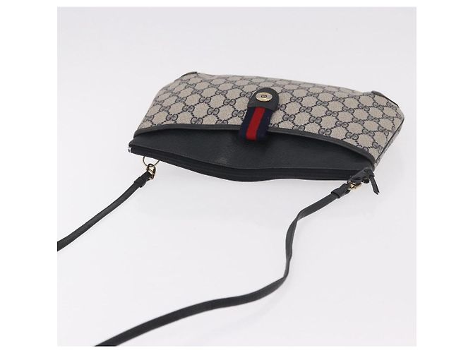 Borsa a Spalla GUCCI GG Supreme Sherry Line PVC Blu Navy Oro 904 02 026 Auth BA13331 D'oro - vista 6