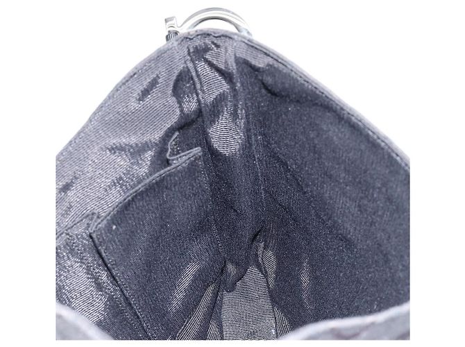 Borsa a tracolla Salvatore Ferragamo Gancini Canvas Nero Argento Auth bs35520 - vista 18