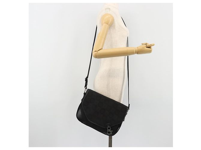 Borsa a tracolla Salvatore Ferragamo Gancini Canvas Nero Argento Auth bs35520 - vista 21