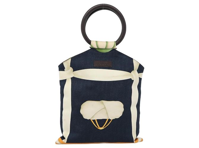 Bulgari Borsa a mano BVLGARI in tela blu navy Auth BA13313A - vista 13