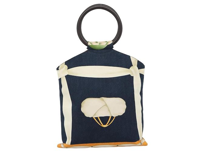 Bulgari Borsa a mano BVLGARI in tela blu navy Auth BA13313A - vista 2
