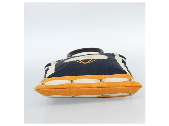 Bulgari Borsa a mano BVLGARI in tela blu navy Auth BA13313A - vista 5