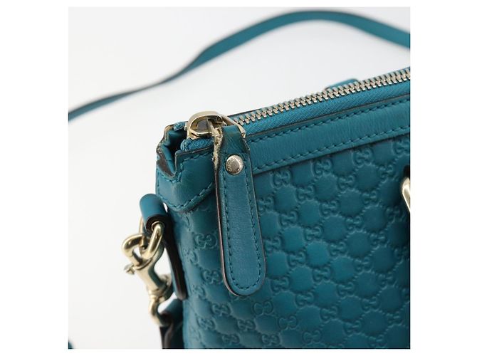 GUCCI Micro GG Guccissima Cuero Outlet 2way Verde Esmeralda 449646 Auth ka4748 Dorado - view 18
