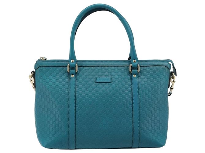 GUCCI Micro GG Guccissima Cuero Outlet 2way Verde Esmeralda 449646 Auth ka4748 Dorado - view 2