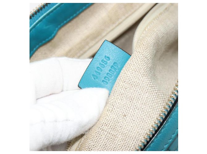 GUCCI Micro GG Guccissima Cuero Outlet 2way Verde Esmeralda 449646 Auth ka4748 Dorado - view 25