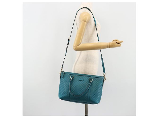 GUCCI Micro GG Guccissima Cuero Outlet 2way Verde Esmeralda 449646 Auth ka4748 Dorado - view 26