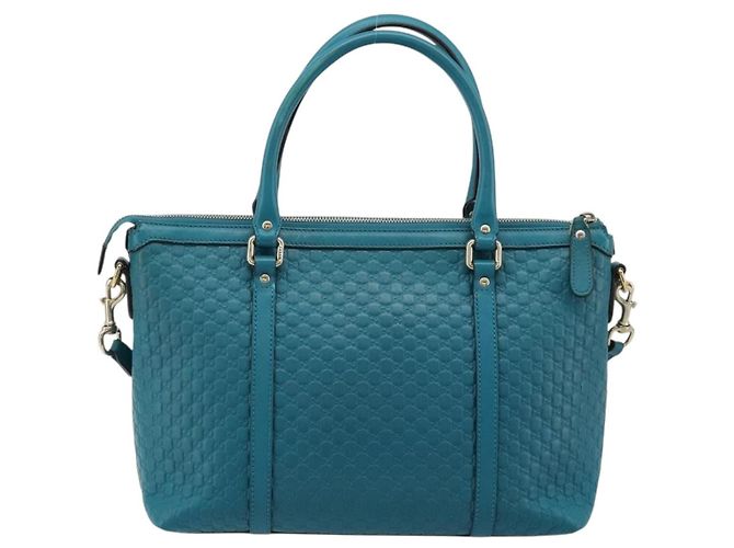 GUCCI Micro GG Guccissima Cuero Outlet 2way Verde Esmeralda 449646 Auth ka4748 Dorado - view 3
