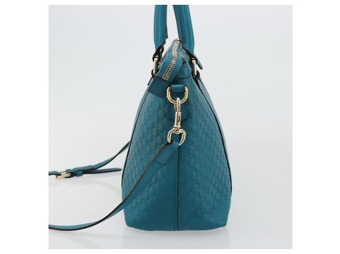 GUCCI Micro GG Guccissima Cuero Outlet 2way Verde Esmeralda 449646 Auth ka4748 Dorado - view 4
